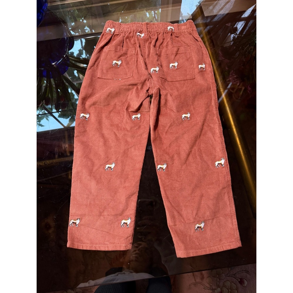 Blue Rooster Kid's Rust Brown Corduroy Dog Embroidered Pants Australian Shepard - Picture 4 of 8